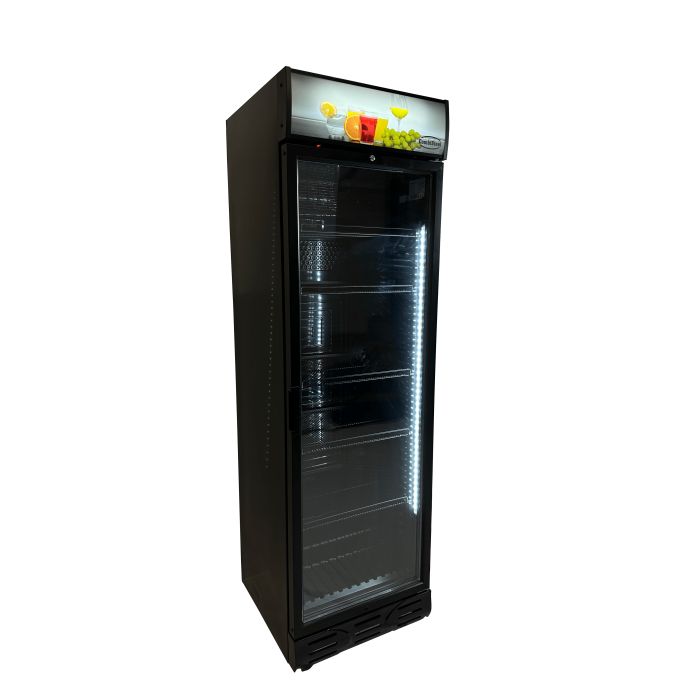 Kühlschrank 382 Liter Glastür Schwarz