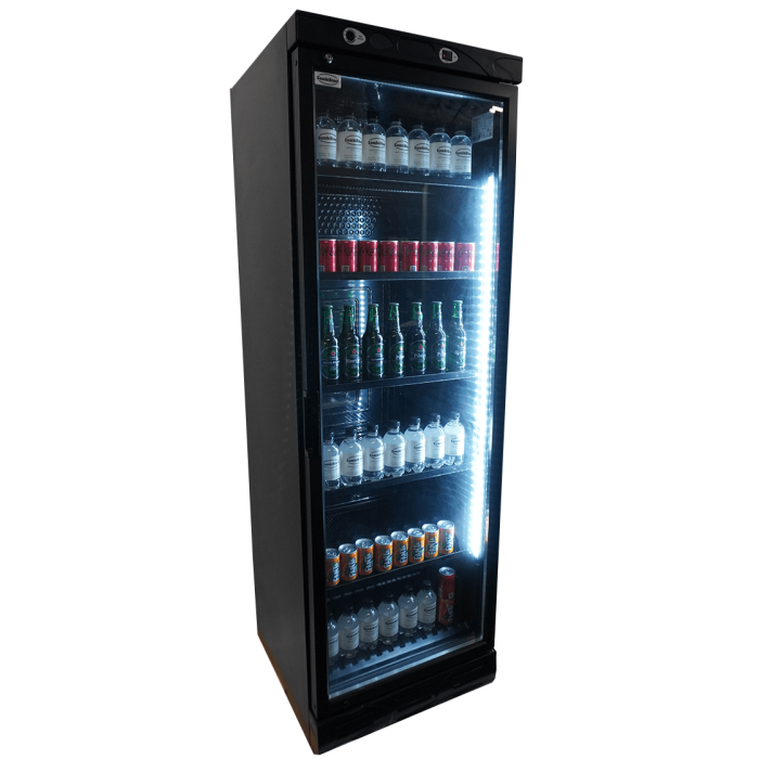 Kühlschrank 382 Liter Glastür Schwarz