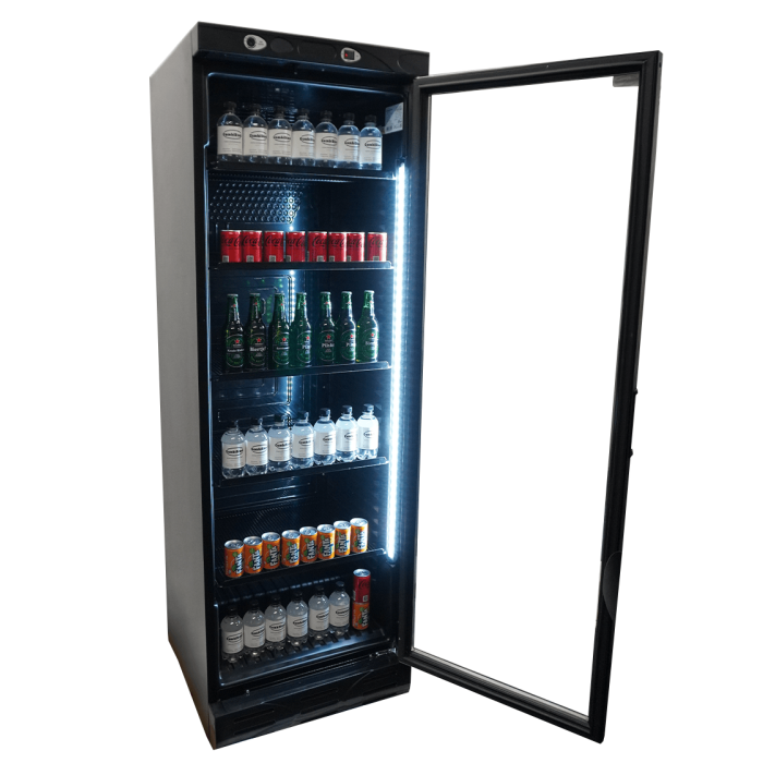 Kühlschrank 382 Liter Glastür Schwarz