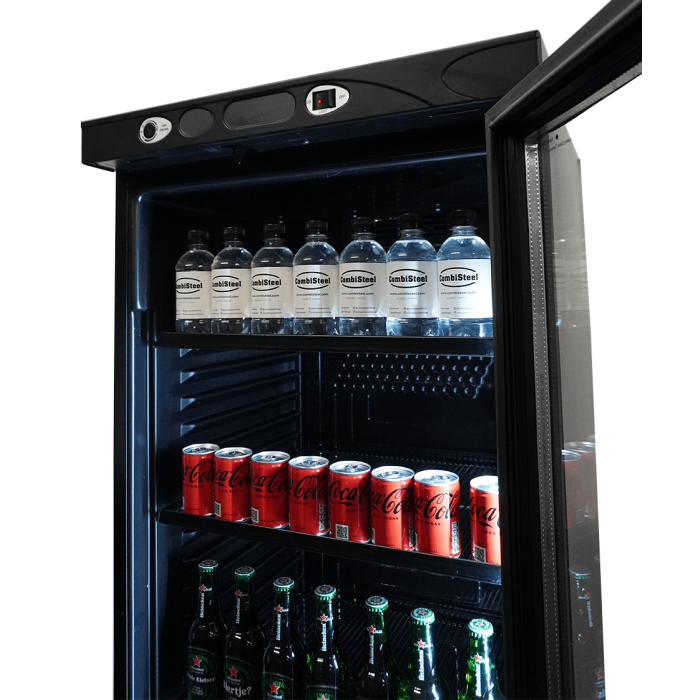 Kühlschrank 382 Liter Glastür Schwarz