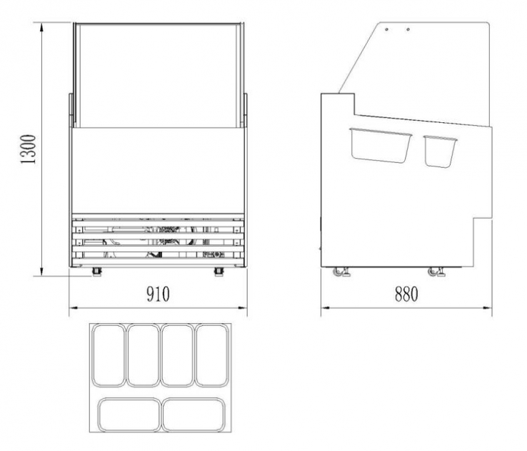 Speiseeisvitrine Komodo 6x5L – Kompakte Eistheke, Umluft – 189 L