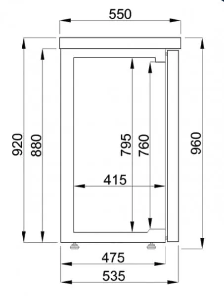 Combisteel Barkühler Schwarz 3 Türen | 500 Liter | B1940 x T550 x H950 mm