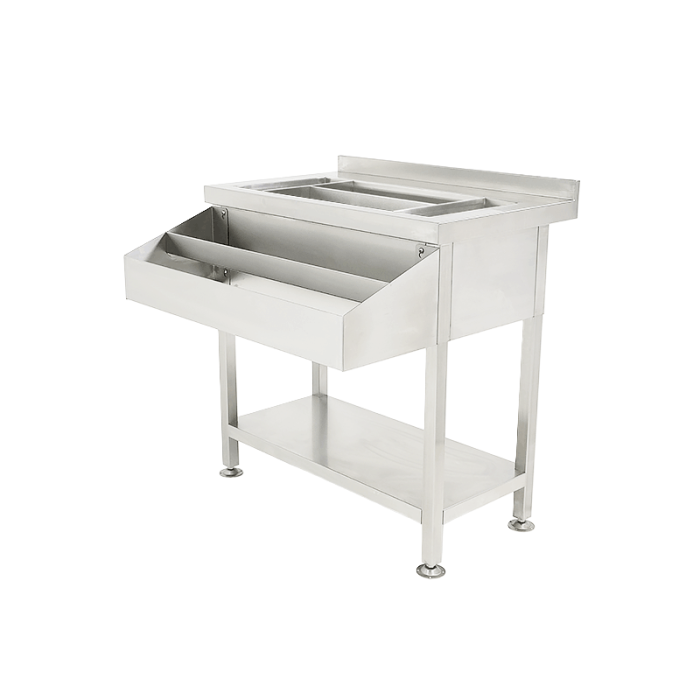 Cocktailbarstation Edelstahl 900 mm mit Speed Rail & Eisschale – Kompakte Barstation