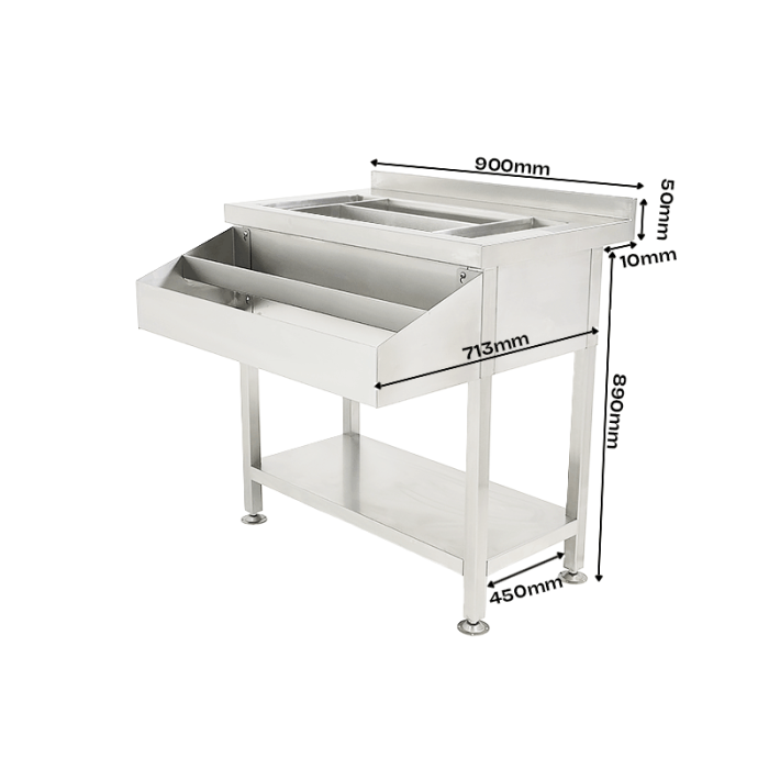 Cocktailbarstation Edelstahl 900 mm mit Speed Rail & Eisschale – Kompakte Barstation