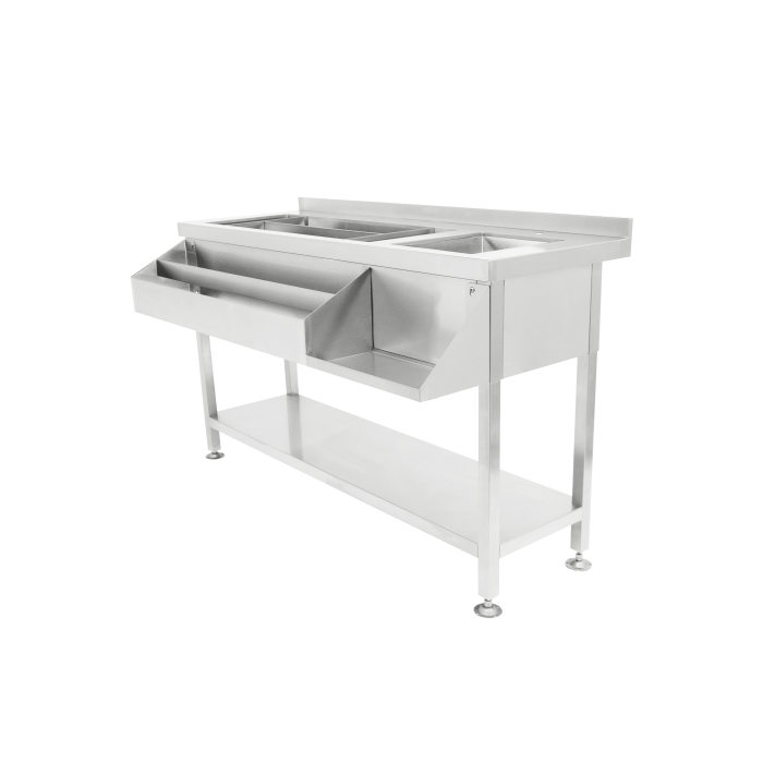 Cocktailbarstation Edelstahl 1400 mm mit Speed Rail & Eisschale – Profi Barlösung