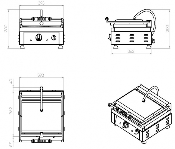 Kontaktgrill 2,5 kW - 230 Volt