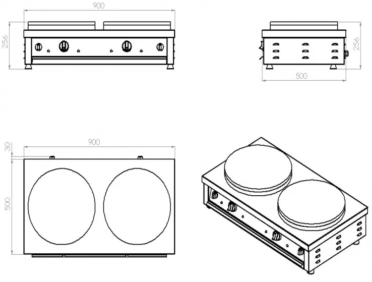 Crepe Geräte 2 Platten