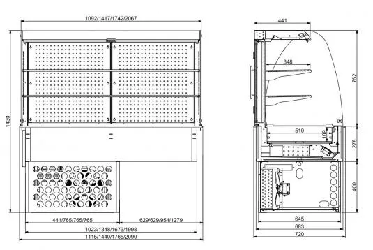 Einbaukühlvitrine Rund - Geschlossen 5/1 Gn