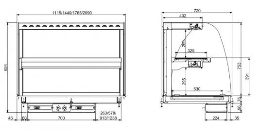 Einbau Wandmodell Wärmevitrine Keramik Rund - Schwarz 3/1