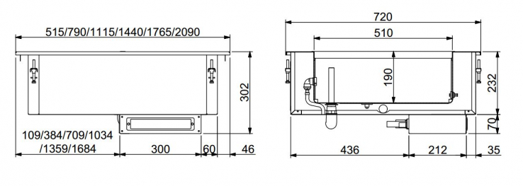 Einbau Bain-Marie 1/1 - Manuelle Wasserbefüllung