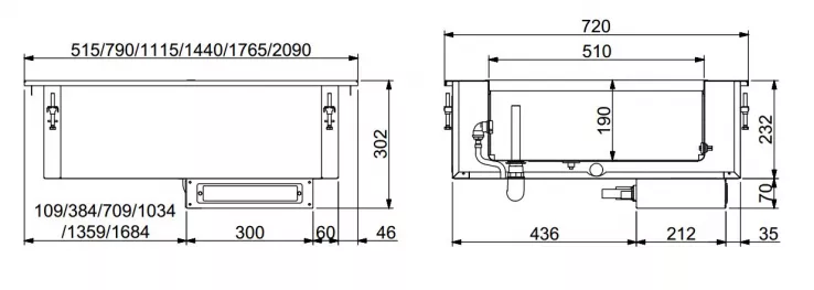 Einbau Bain-Marie 3/1 - Manuelle Wasserbefüllung