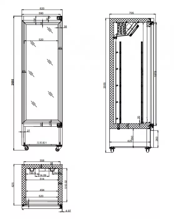Kühlschrank 1 Glastür Schwarz