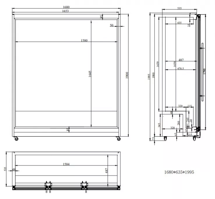 Kühlschrank 3 Glastüren Schwarz