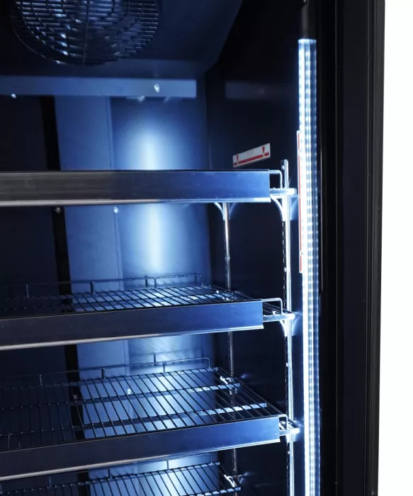 Glastürkühlschrank 450 l – schwarz, LED, Umluft