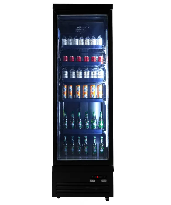 Glastürkühlschrank 450 l – schwarz, LED, Umluft