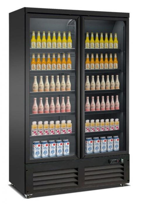 Glastürkühlschrank 2-türig – 1000 l – schwarz