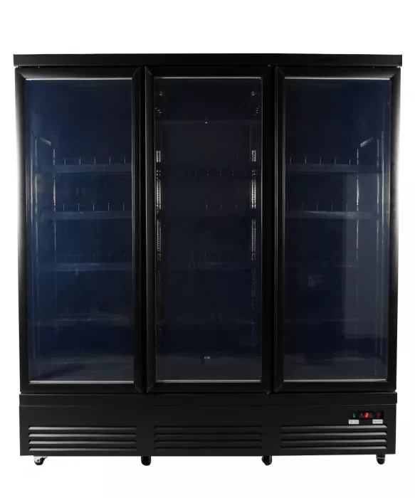 Kühlschrank mit 3 Glastüren – Schwarz, CEB-1600R-BL | Perfekte Gastronomielösung