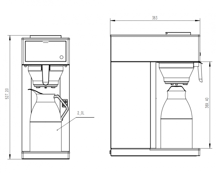 Kaffeemaschine mit Thermoskanne 2 L – 100 Tassen/Stunde