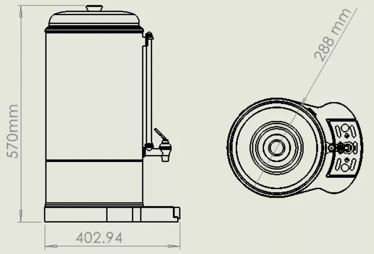 Kaffee-Perkolator 10 Liter doppelwandig – 60 Tassen, Edelstahl