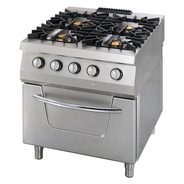 Hochwertiger Herd 4 Brenner Doppelgerät 90 cm tief Gas inklusive Elektrobackofen - Gastrohot