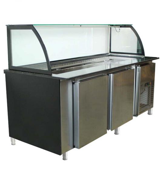 Salattheke (Dönertheke) | 5 x 1/1GN | B1800 x T850 x H1300 mm | Bordeaux-Schwarz