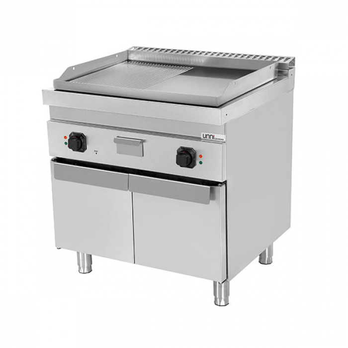 Elektro-Grillplatte E70GP20 Serie 700 1/2 glatt 1/2 gerillt Chrom