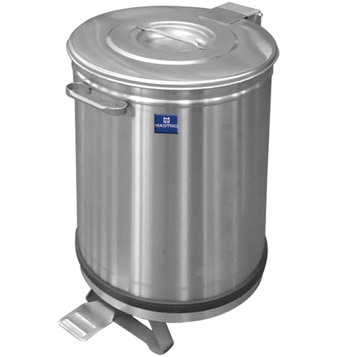 Abfalleimer in Edelstahl mit Fußbedienung 90L