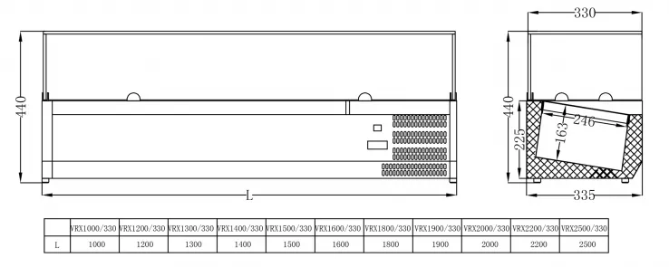 Mastro Kühlaufsatzvitrine 180 cm breit mit Glasaufsatz | 8x 1/4 GN