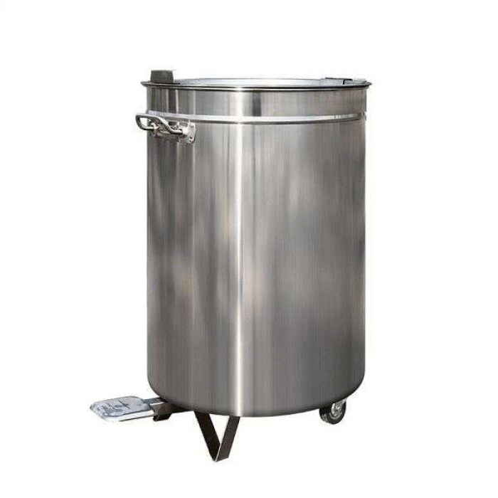 Skyrainbow Mülleimer 95 L Edelstahl mit Fußpedal & Rollen