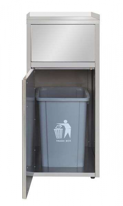 Skyrainbow Müllbox Edelstahl mit 60 L Tonne und Einwurfklappe