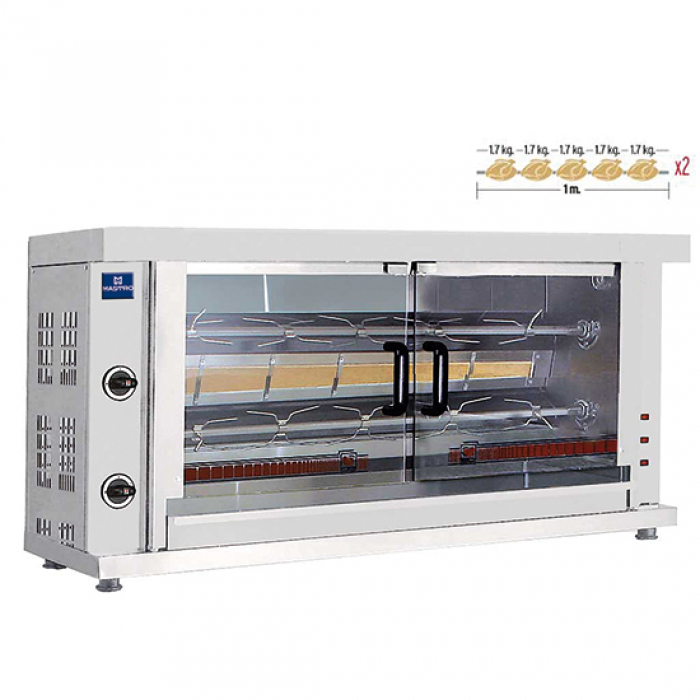 Gas Hähnchengrill mit Beleuchtung - Professioneller Grill für Gastronomie und Imbiss mit Beleuchtungsoption