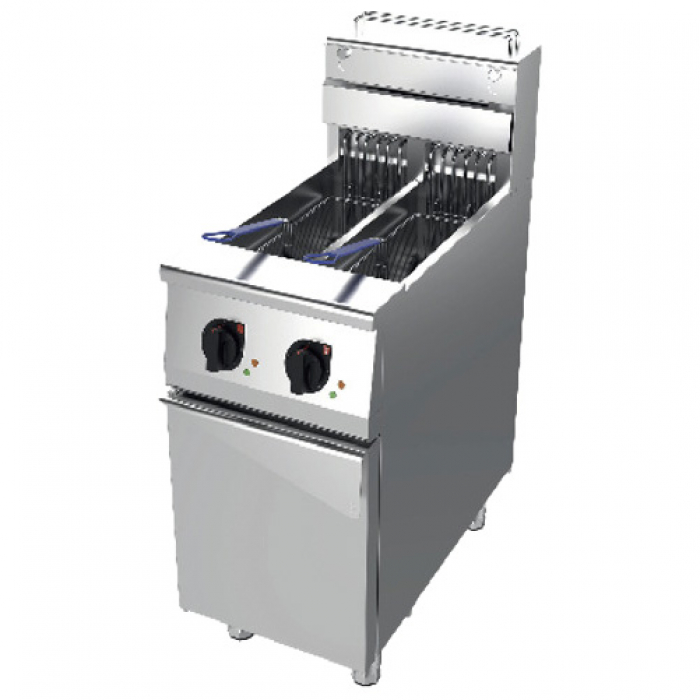 Elektro Fritteuse 2x 12.5 Liter auf Unterbau mit Tür - Professionelle Fritteuse für die Gastronomie