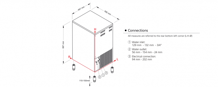 Eiswürfelbereiter | Luftkühlung | 53 kg/24 h