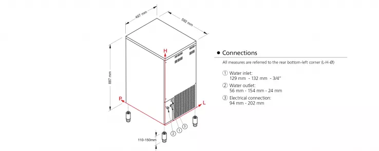 Eiswürfelbereiter | Luftkühlung | 53 kg/24 h