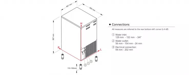 Eiswürfelbereiter | Wasserkühlung | 53 kg/24 h