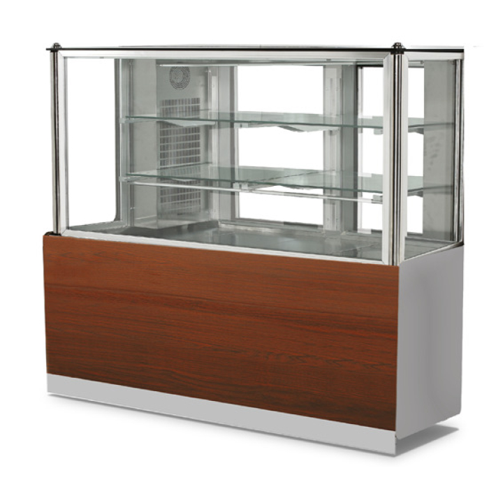 Mastro Kuchenvitrine 100 cm breit mit 2 Regalböden und gerader Frontverglasung | Umluftkühlung
