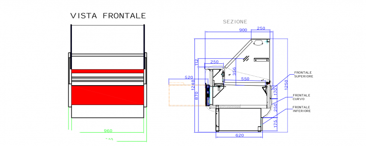 Kühltheke 1040 mm mit gerader Frontverglasung | Umluft Kühlung | +3°/+5°C