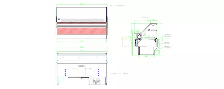 Kühltheke 2000 mm mit gerader Frontverglasung | Umluft Kühlung | +3°/+5°C