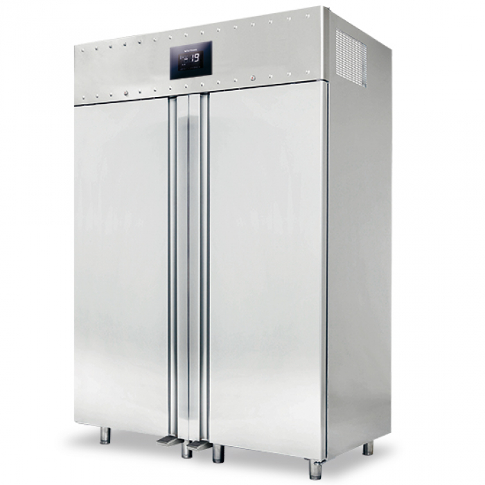 Tiefkühlschrank 1400 Liter aus Edelstahl GN 2/1 - 10/22°C - 85 mm Isolierung - WiFi