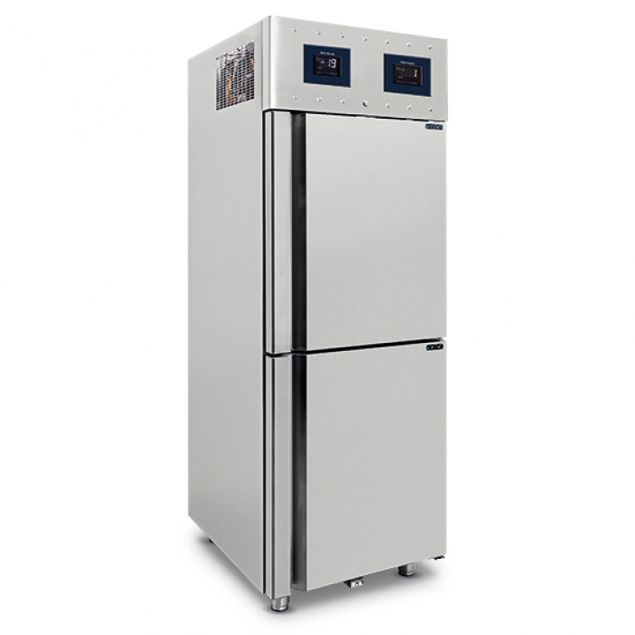 Kühlschrank 350 Liter aus Edelstahl mit 2 Temperaturbereichen GN 2/1 - 2-8°C / 10-22°C - WiFi-fähig