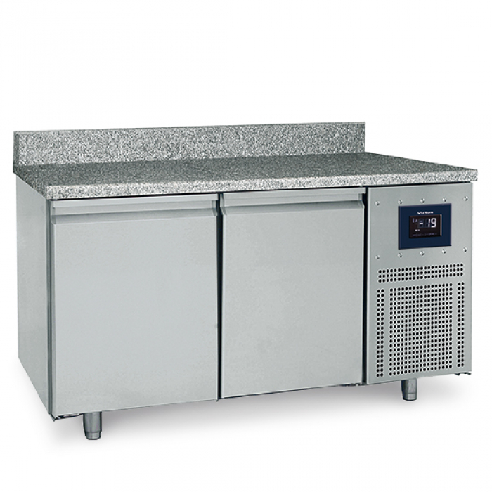 Bäckereitiefkühltisch 2-türig 600x400 mm Granitarbeitsplatte mit Aufkantung 10-22 °C WiFi - Kühlung für Bäckereien und Konditoreien