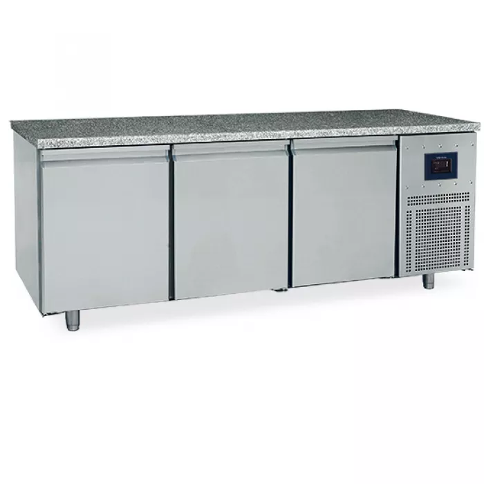 Bäckereikühltisch 3-türig 600x400 mm, Granitarbeitsplatte, -2°/+8°C - WiFi