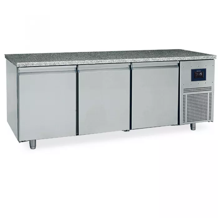 Bäckereitiefkühltisch 3-türig 600x400 mm, Granitarbeitsplatte, -10°/-22°C - WiFi