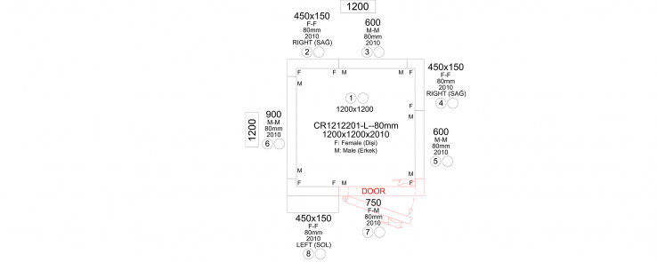 Kühlzelle | Isolierung 80 mm | H=2010 mm | 1200x1200 mm