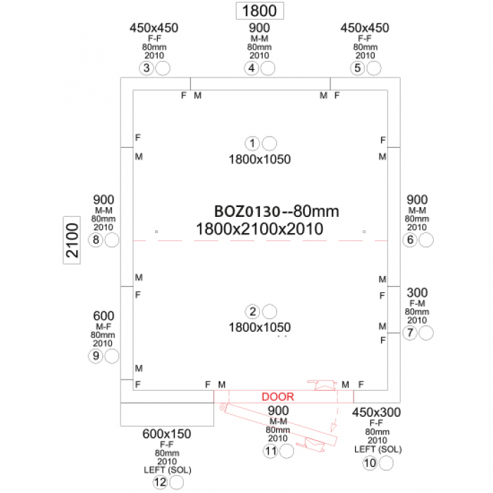 Kühlzelle | Isolierung 80 mm | H=2010 mm | 1800x2100 mm