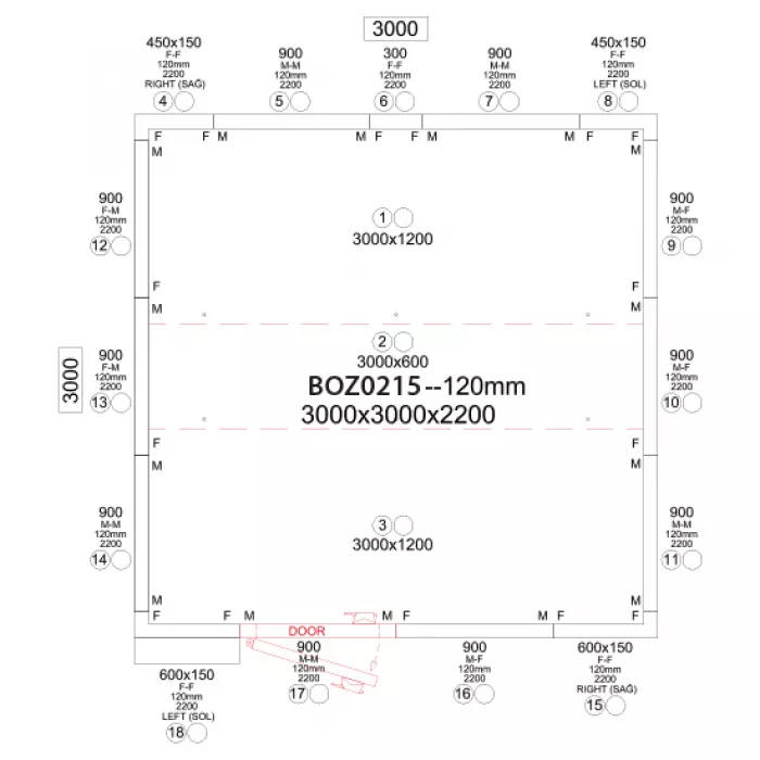 Kühlzelle | Isolierung 120 mm | Außenmaß (BxTxH) 3000x3000x2200 mm