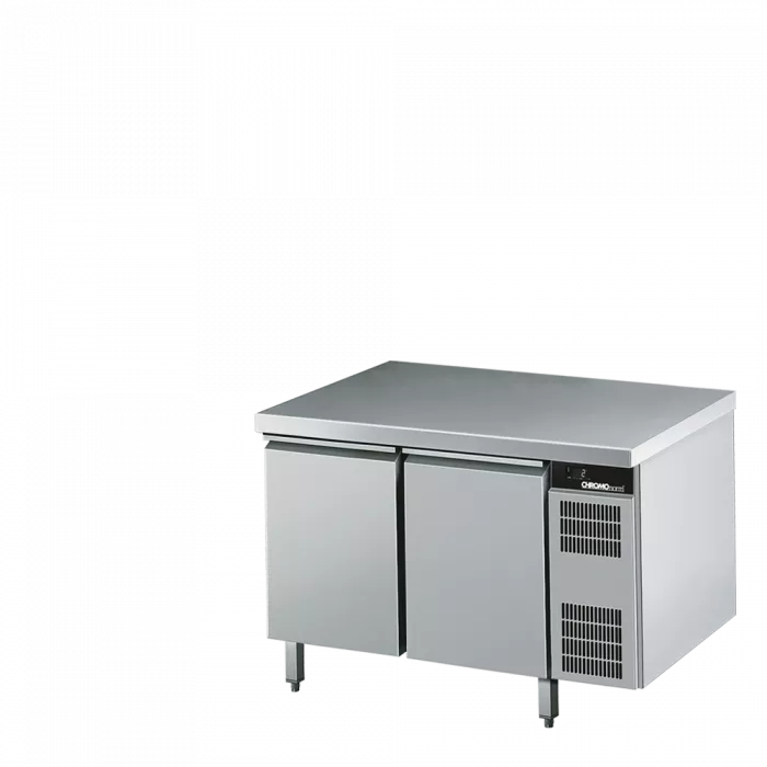 Tiefkühltisch GN 1/1, 2 Türen mit Tischplatte allseits ab, Steckerfertig - 1250X700X850 mm