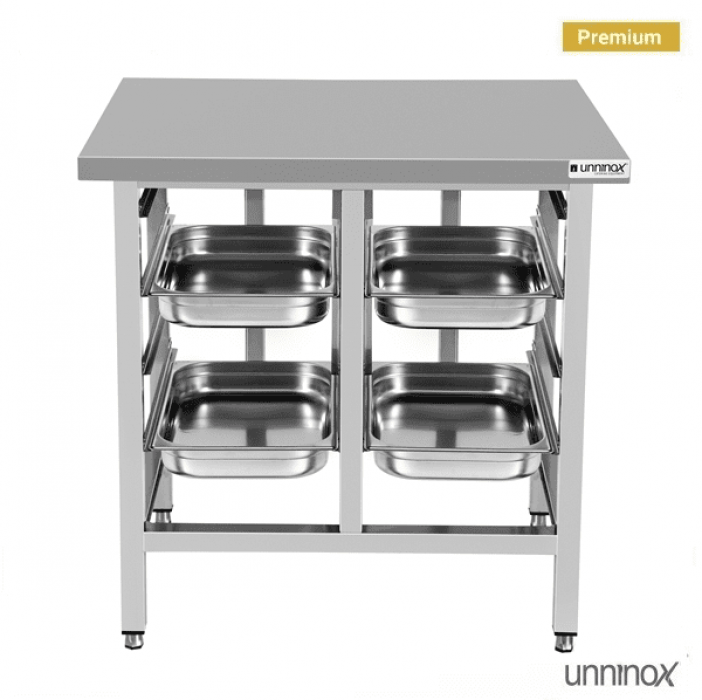 Ofenständer 900x800xH900 mm Edelstahl für 8x1/1 GN-Behälter