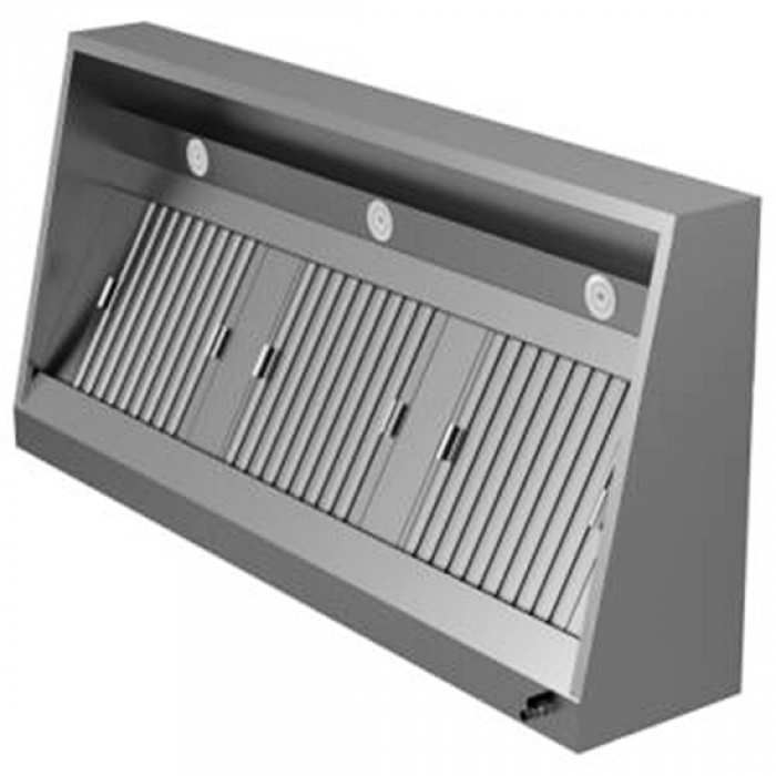 Wandhaube Snack mit LED Beleuchtung 2000x950 mm - leistungsstarke Abzugshaube für die Gastronomie