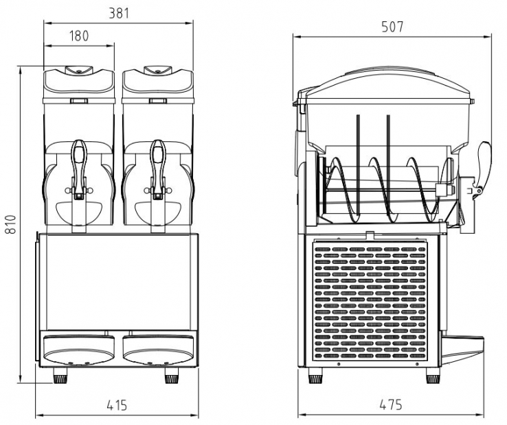 Slush-Maschine 2×12 l – Doppelbehälter – Tischgerät – Schwarz